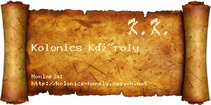 Kolonics Károly névjegykártya