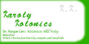 karoly kolonics business card